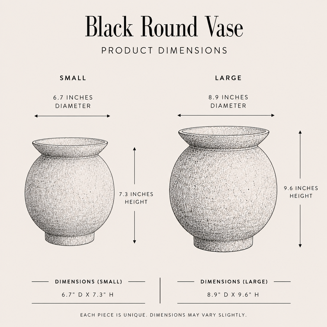 Black Round Vase By Luxe B Co. 