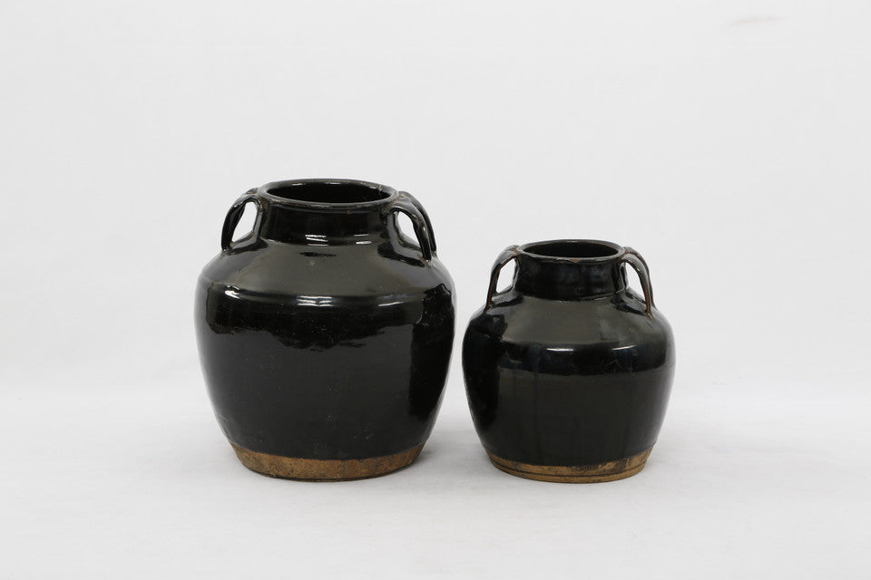 Black Vintage Jar With Handles | By Luxe B Co.