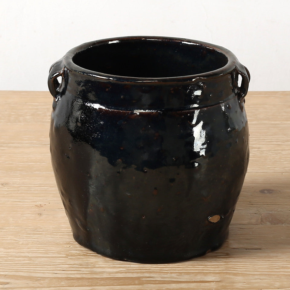 Black Vintage Jar With Handles | By Luxe B Co.