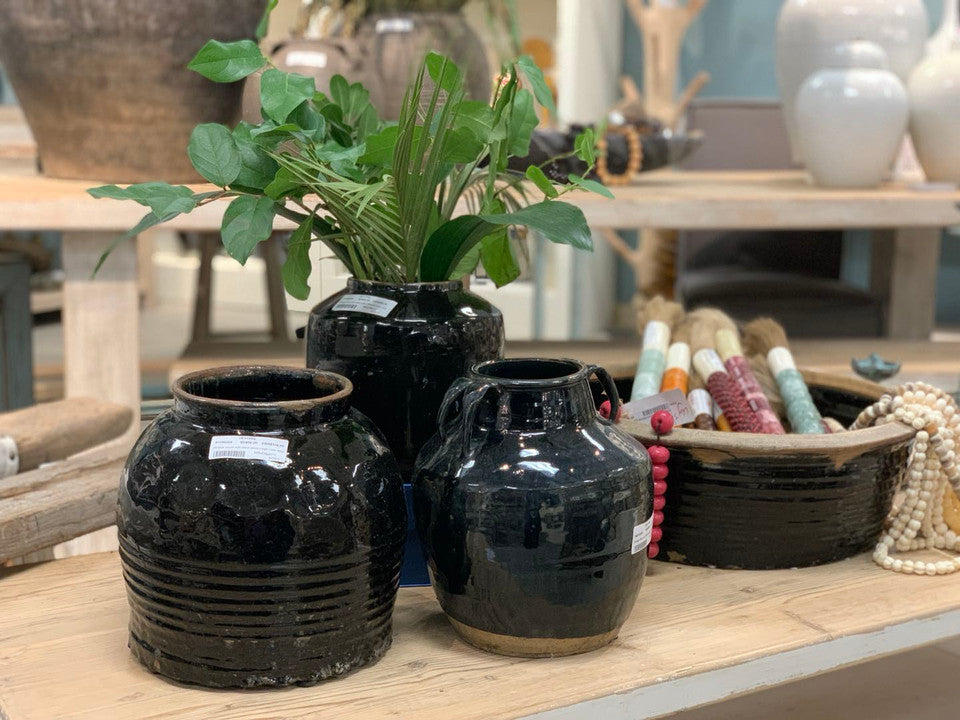 Black Vintage Jar With Handles | By Luxe B Co.