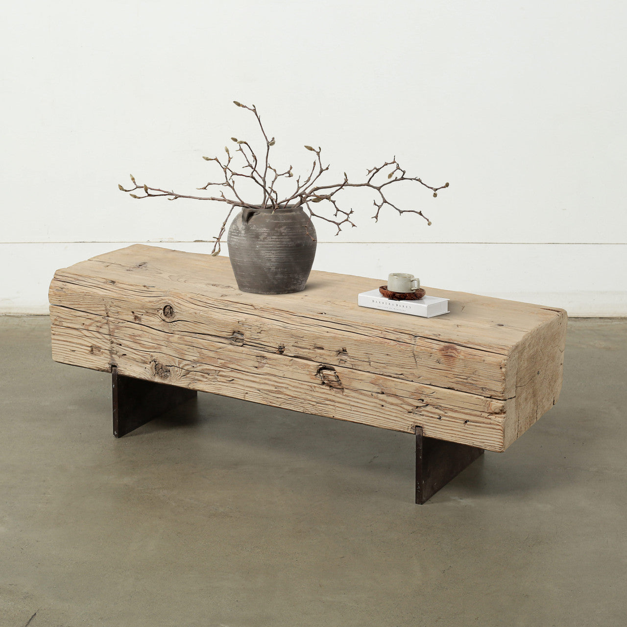 Block Beam Table With Metal Stand | By Luxe B Co.