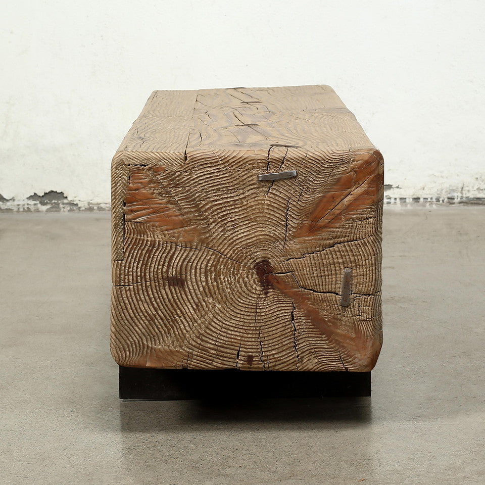 Block Beam Table With Metal Stand | By Luxe B Co.