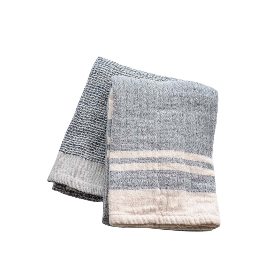 Double Stripe Blue Waffle Dish Towels - Luxe B Co