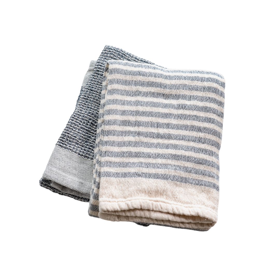 Blue Stripe Waffle Dish Towels - Luxe B Co