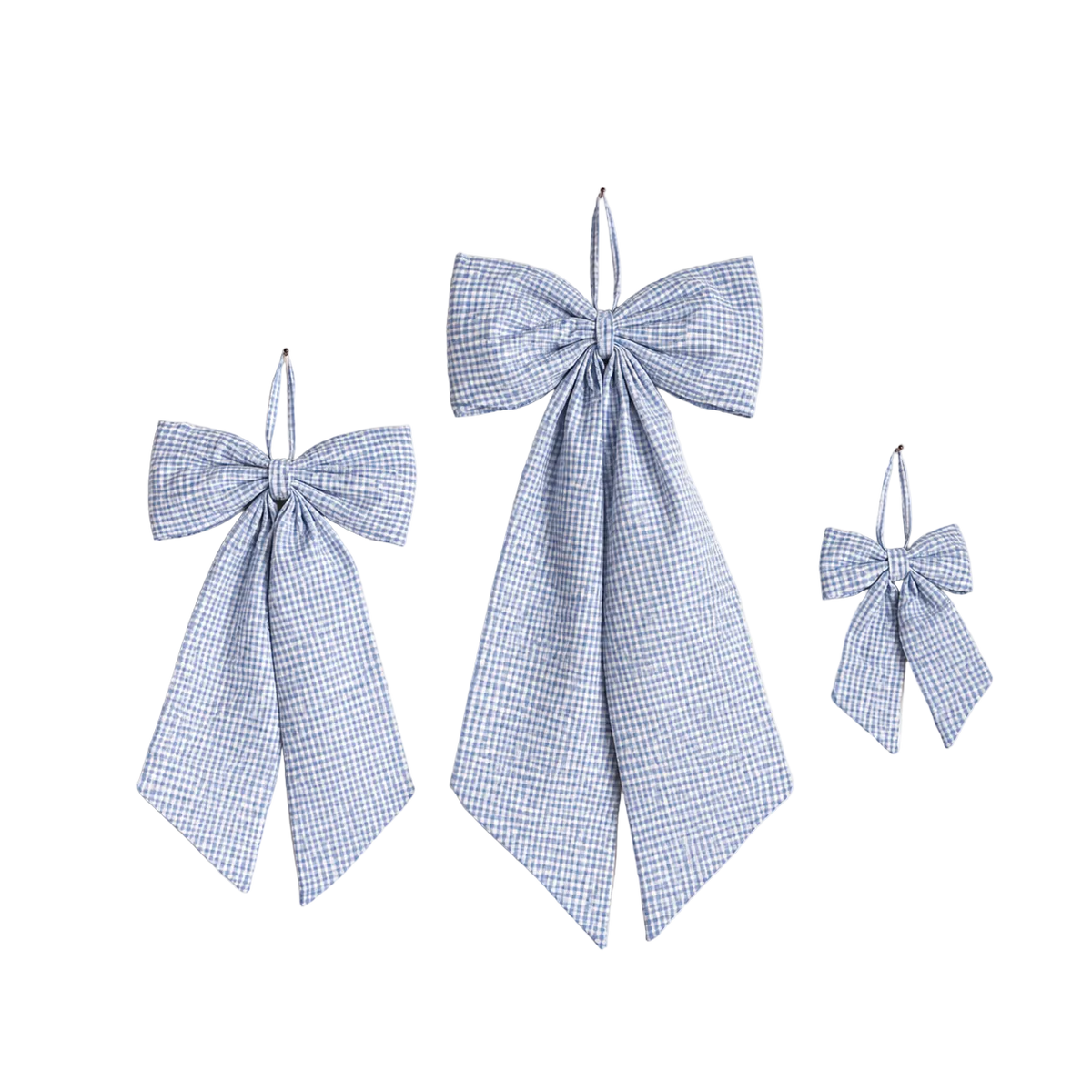 Blue Mini Gingham Fabric Bows By Luxe B Co. 