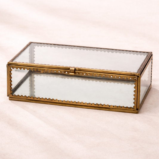Brass & Glass Scallop Lidded Box Large | By Luxe B Co. 