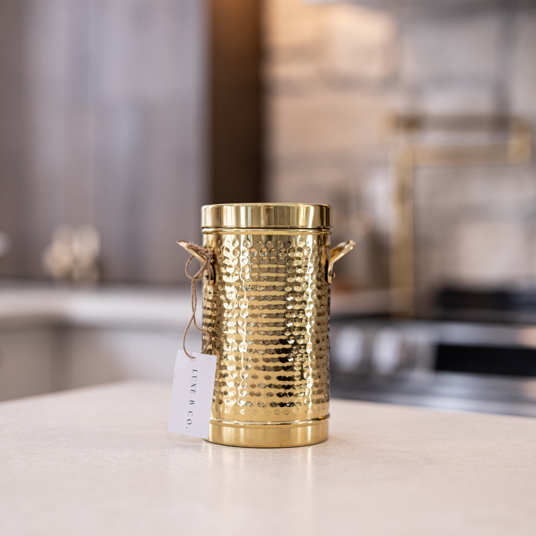 Brass Hammered Canister By Luxe B Co. 