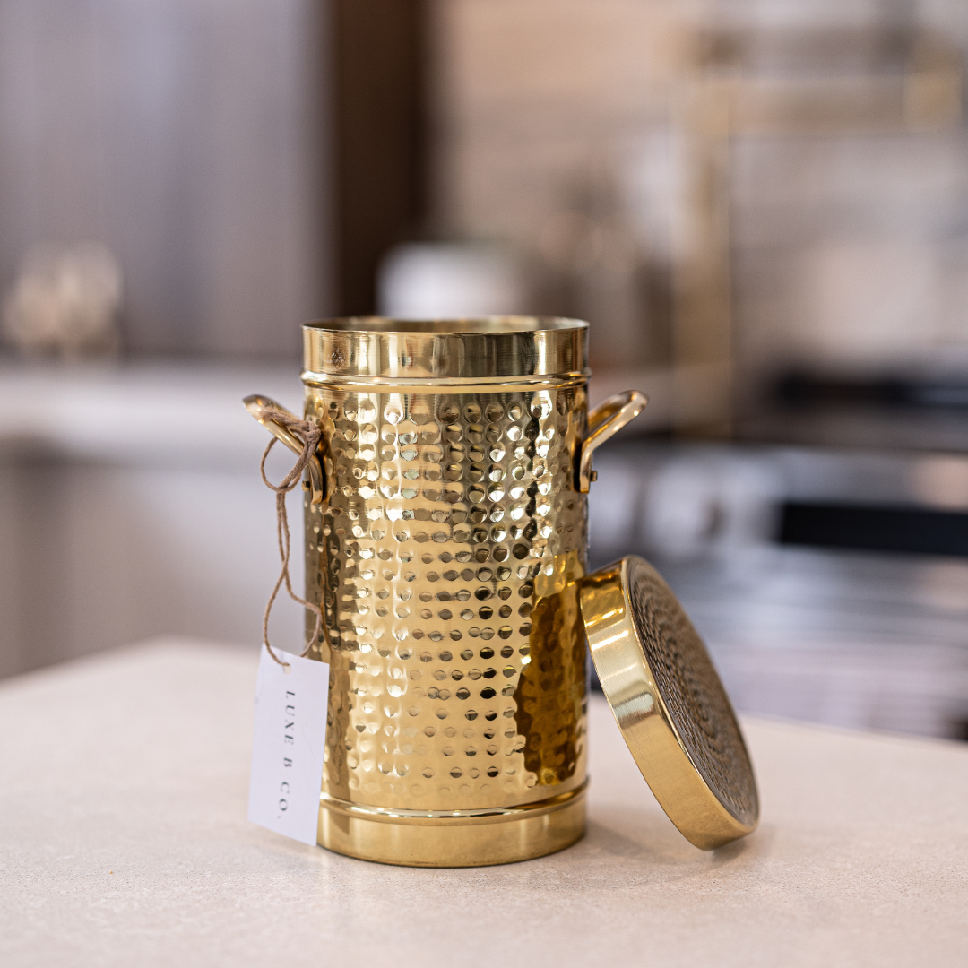 Brass Hammered Canister By Luxe B Co. 
