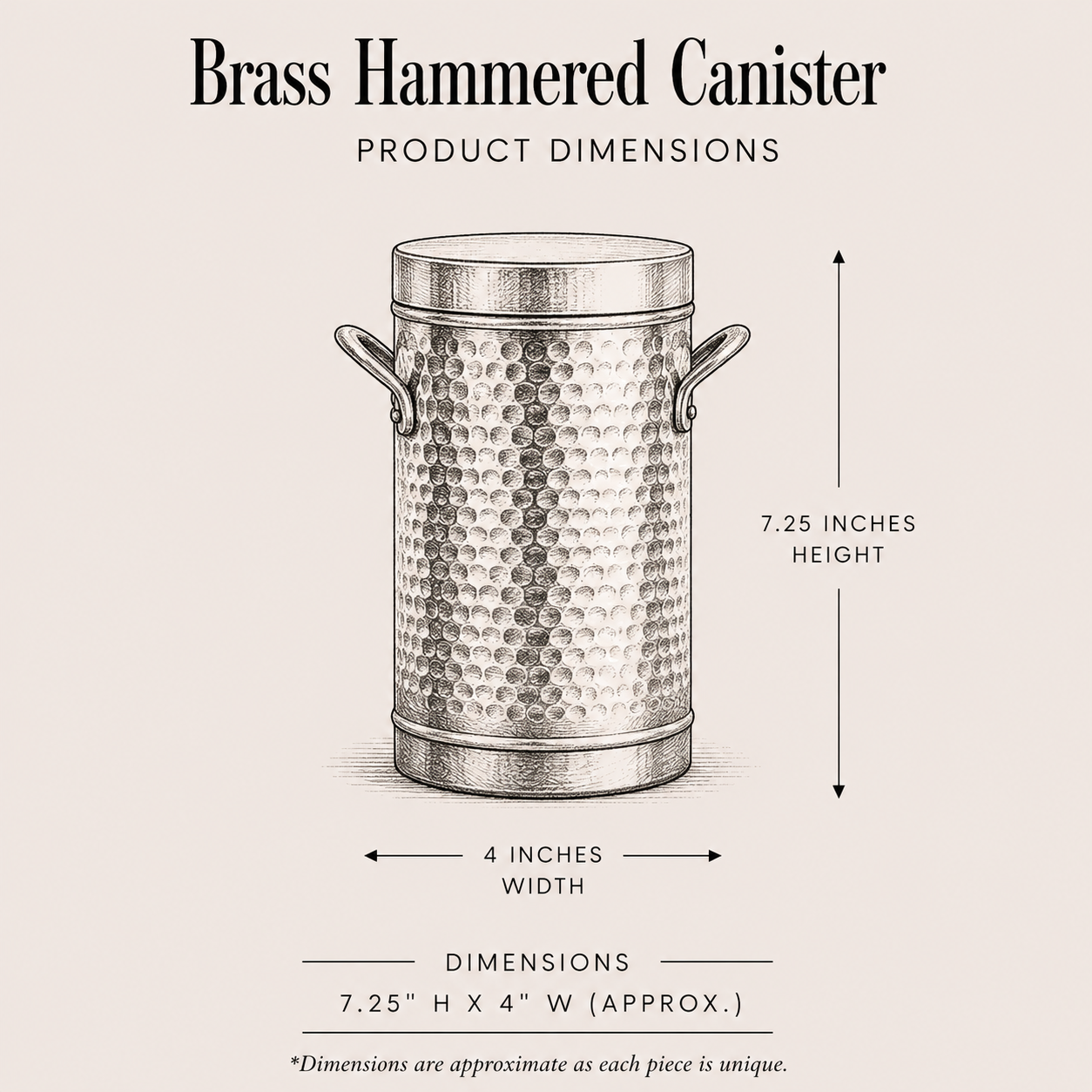 Brass Hammered Canister By Luxe B Co. 