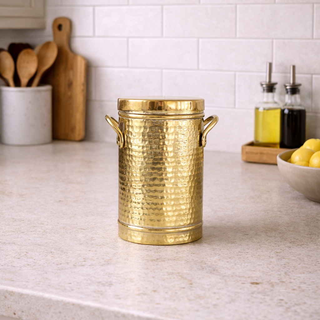 Brass Hammered Canister | By Luxe B Co. 