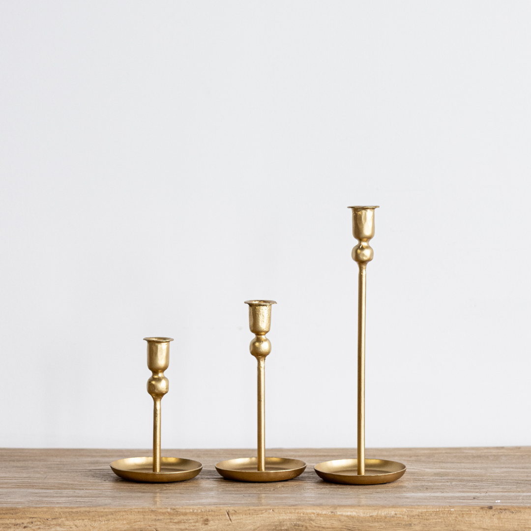 Bronzed Iron Plate Candle Holder Set | By Luxe B Co.