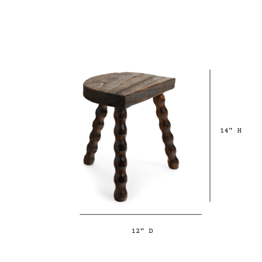 Brown Wooden Bobbin Leg Stool | By Luxe B Co.