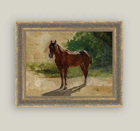 Brown Horse Study Framed Antique Inspired Art | By Luxe B Co.