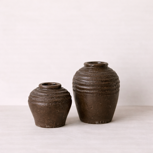 Brown Textured Ceramic Vase - Luxe B Co
