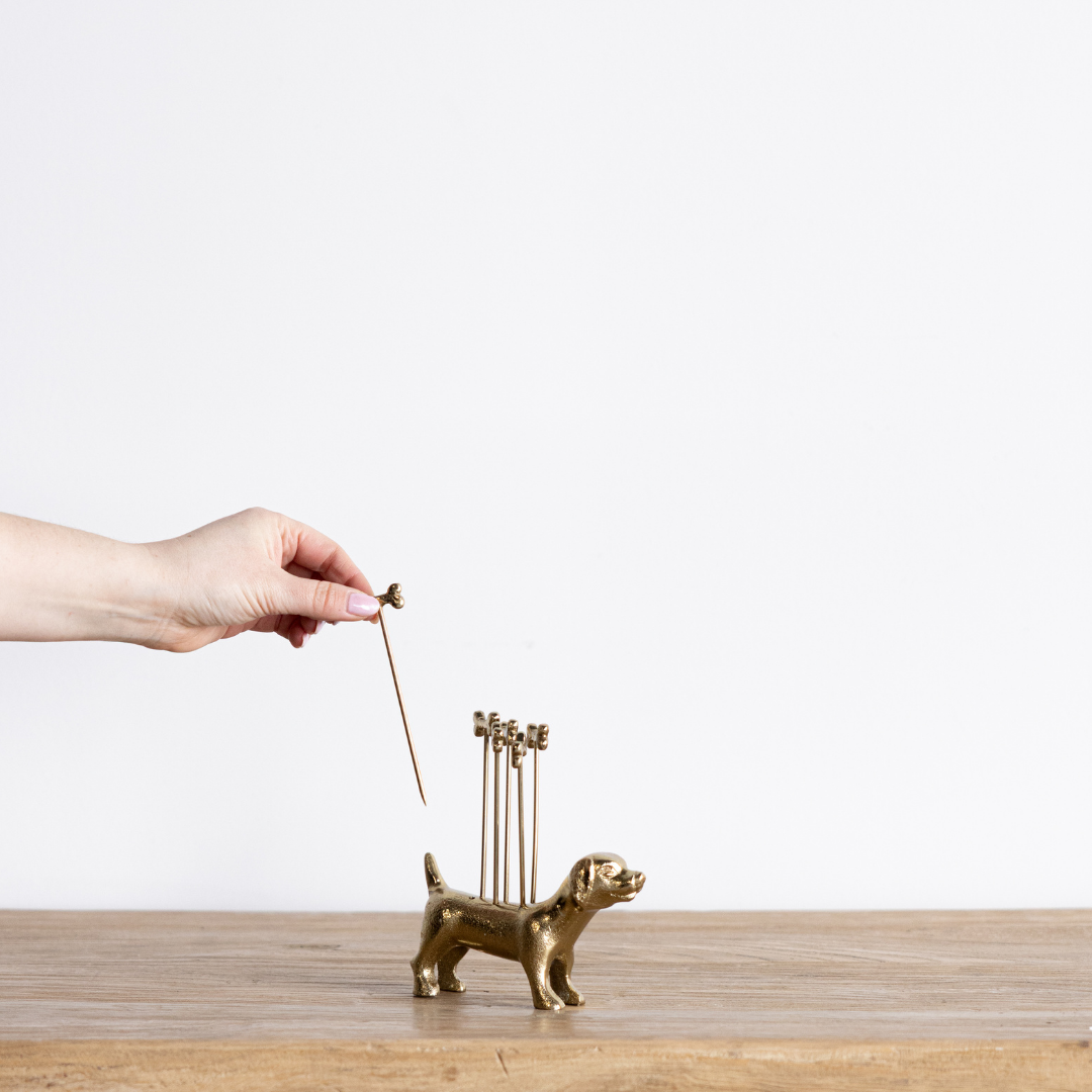 Brushed Gold Dog Cocktail Pick Set | By Luxe B Co.