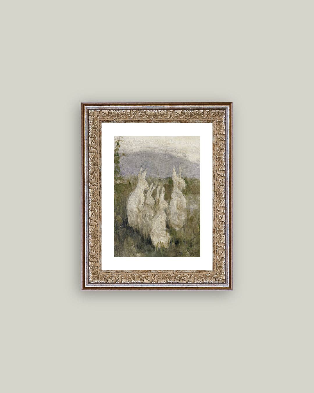 Bunnies in a Field Framed Antique Art - Luxe B Co