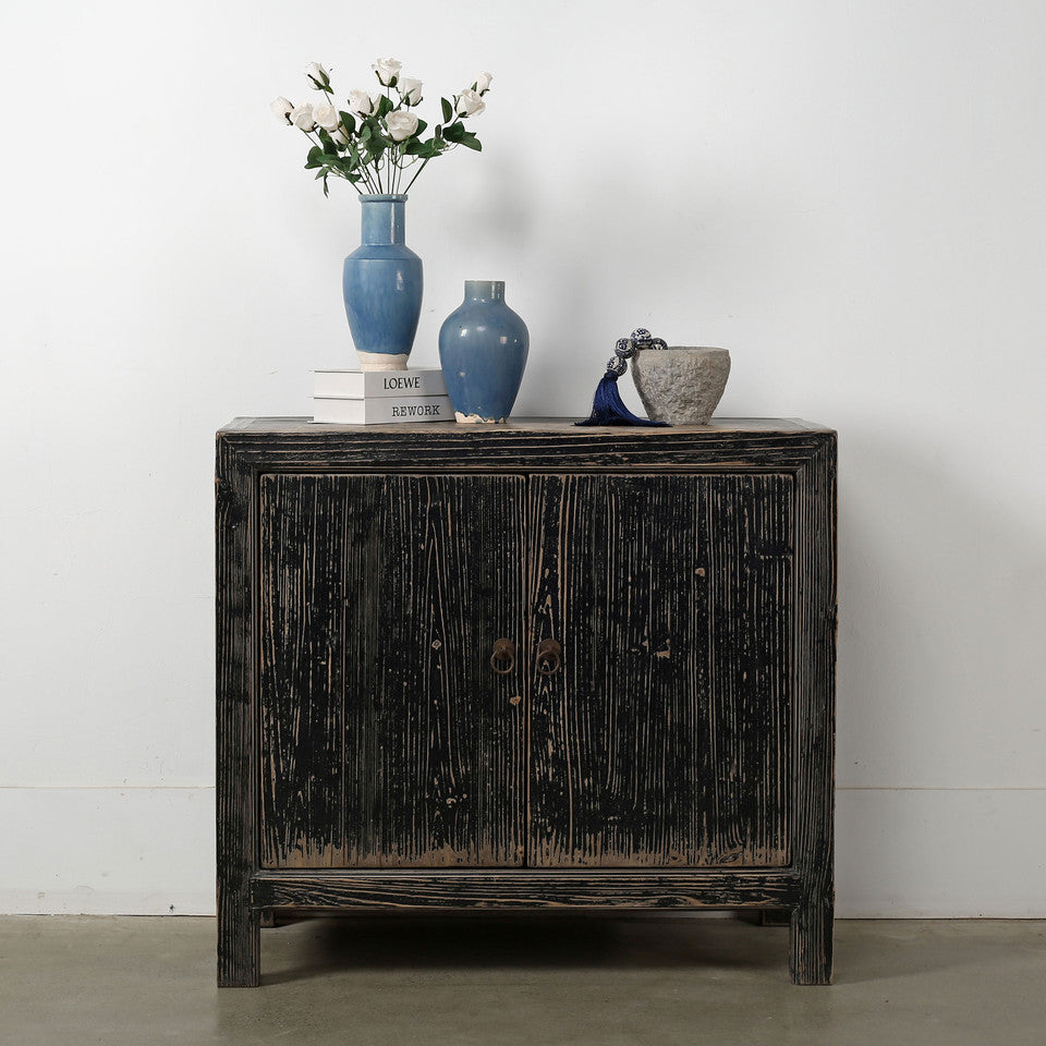 Calabasas Elm Wood Console Table Grand Black Wash | By Luxe B Co.