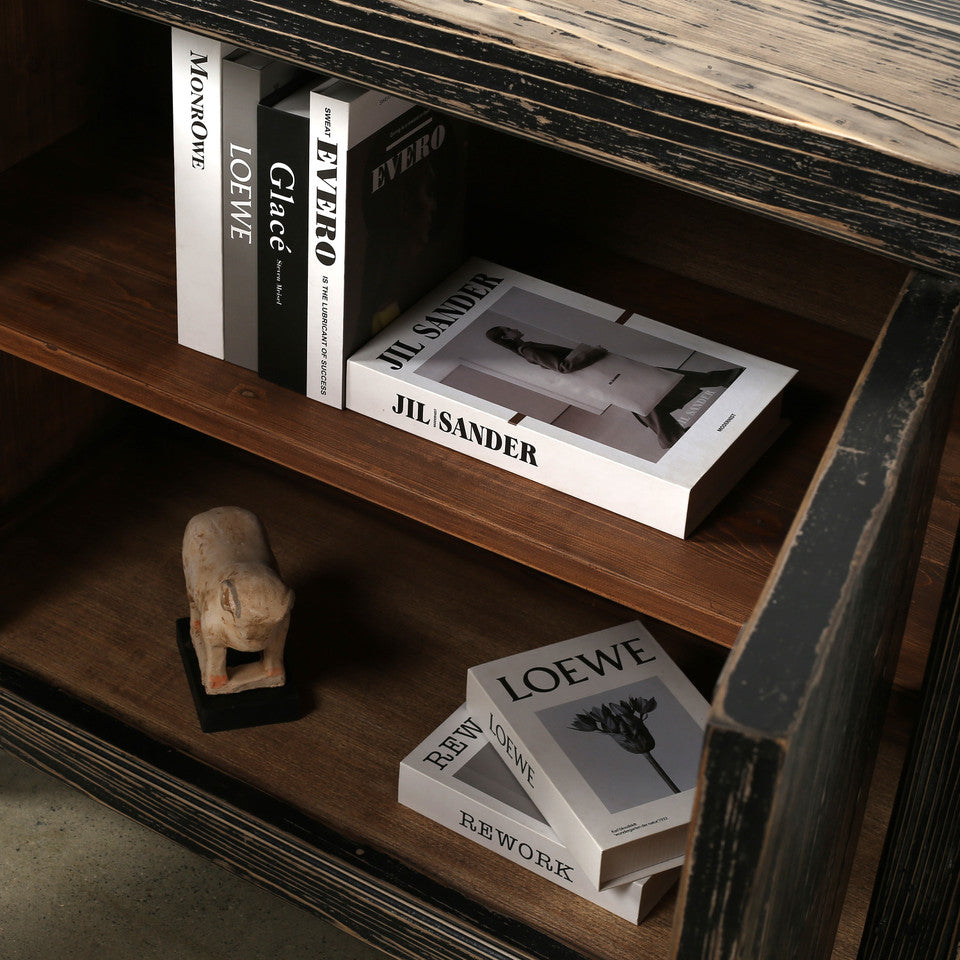 Calabasas Elm Wood Console Table Grand Black Wash | By Luxe B Co.