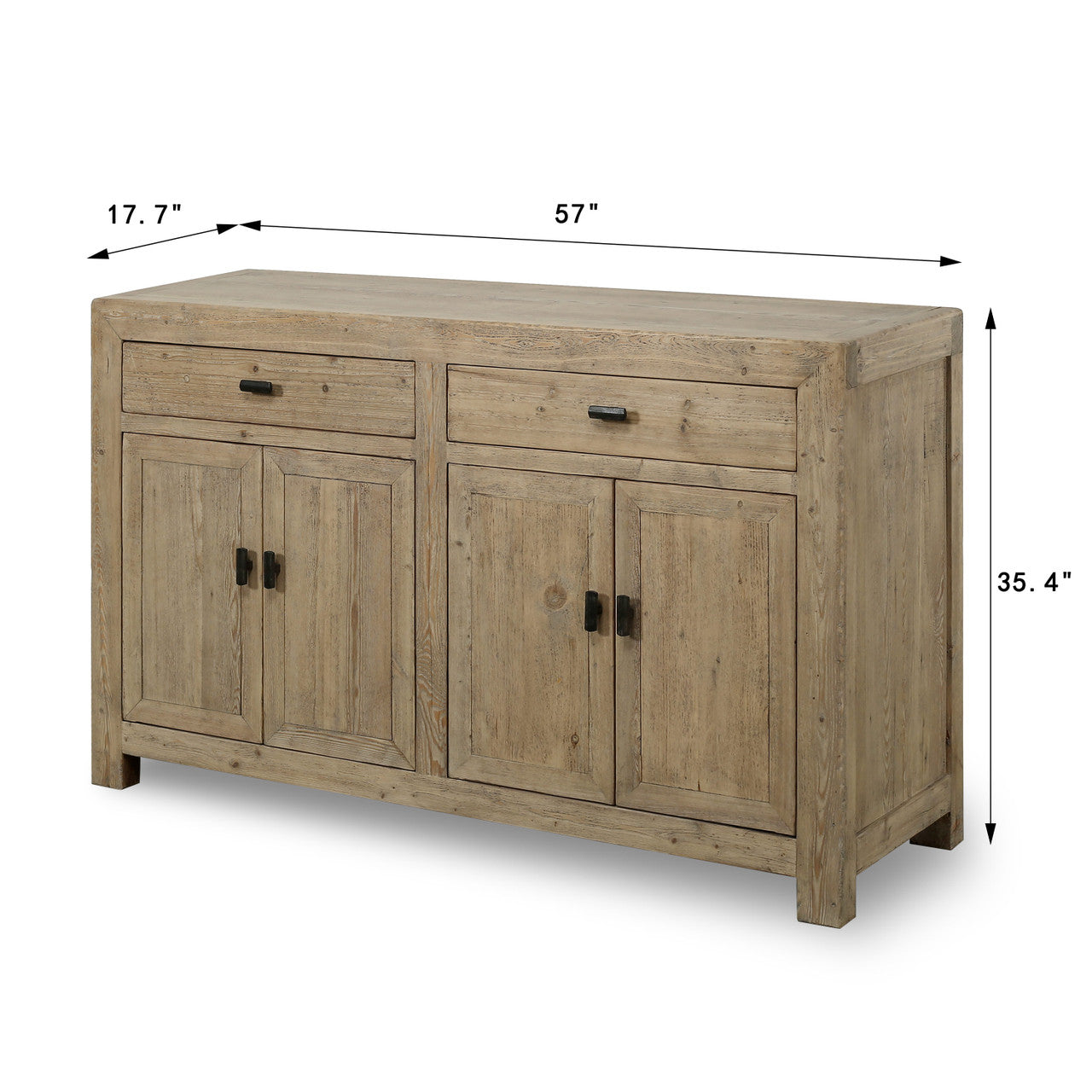 Calabasas Reclaimed Elm Wood Two Drawer Console Table Grand Natura | By Luxe B Co.