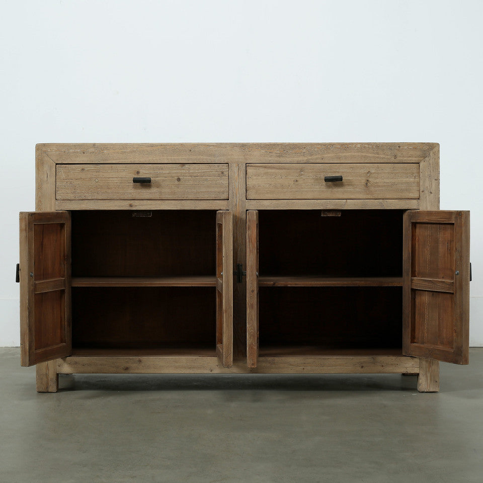 Calabasas Reclaimed Elm Wood Two Drawer Console Table Grand Natura | By Luxe B Co.