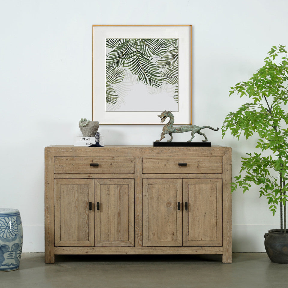Calabasas Reclaimed Elm Wood Two Drawer Console Table Grand Natura | By Luxe B Co.