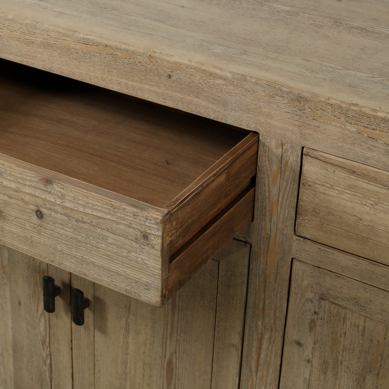 Calabasas Reclaimed Elm Wood Two Drawer Console Table Grand Natura | By Luxe B Co.