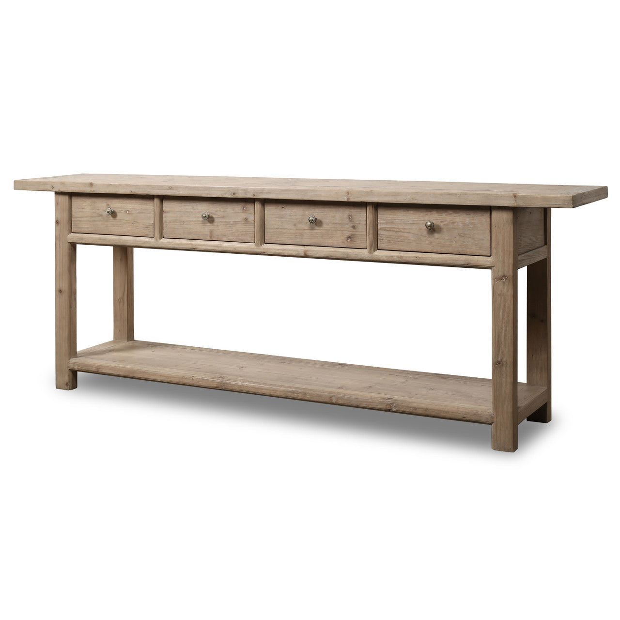 Capitola Four Drawer Reclaimed Elm Wood Console Table With Shelf | By Luxe B Co.