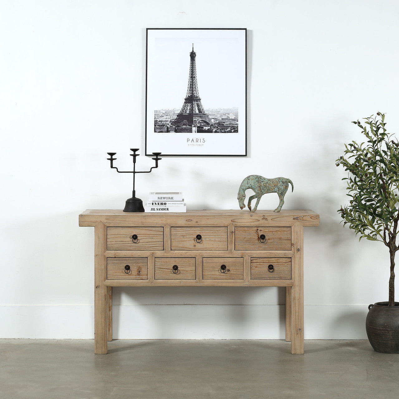 Carmel Seven Drawer Reclaimed Elm Wood Console Table | By Luxe B Co.
