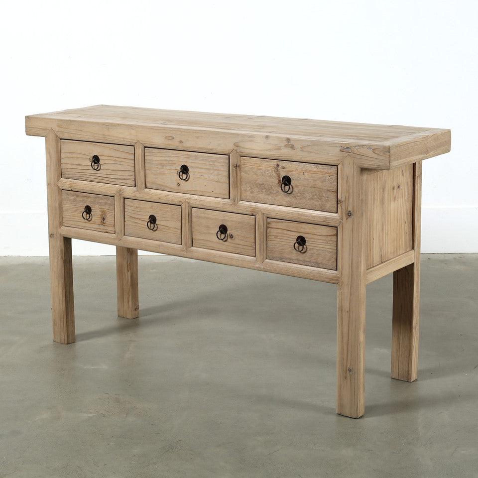 Carmel Seven Drawer Reclaimed Elm Wood Console Table | By Luxe B Co.