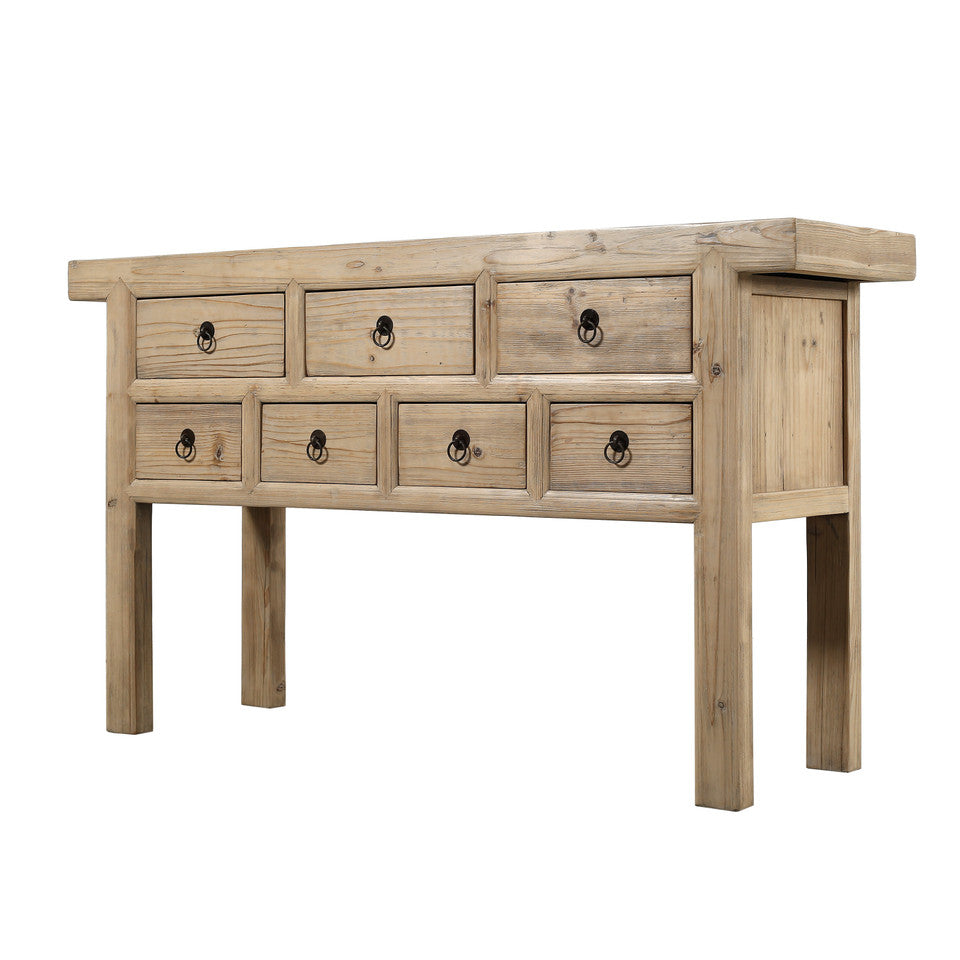 Carmel Seven Drawer Reclaimed Elm Wood Console Table | By Luxe B Co.