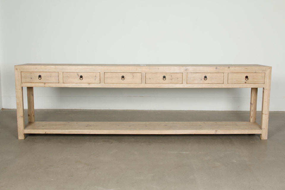 Carmel Six Drawer Reclaimed Elm Wood Console Table | By Luxe B Co.