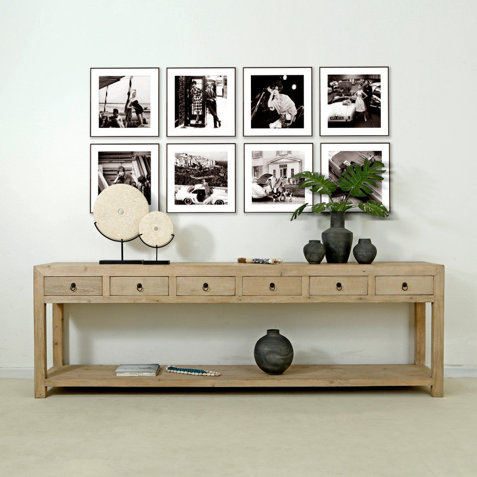 Carmel Six Drawer Reclaimed Elm Wood Console Table | By Luxe B Co.