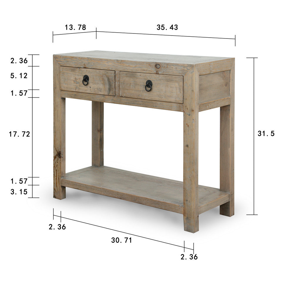 Carmel Two Drawer Reclaimed Elm Wood Console Table | By Luxe B Co.