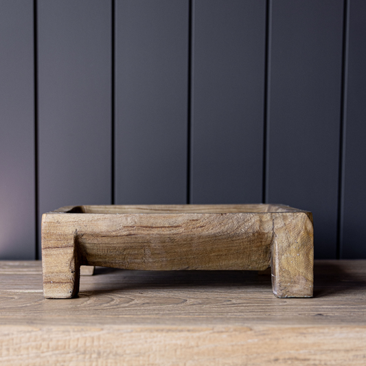 Carved Wood Stand Bowl | By Luxe B Co.