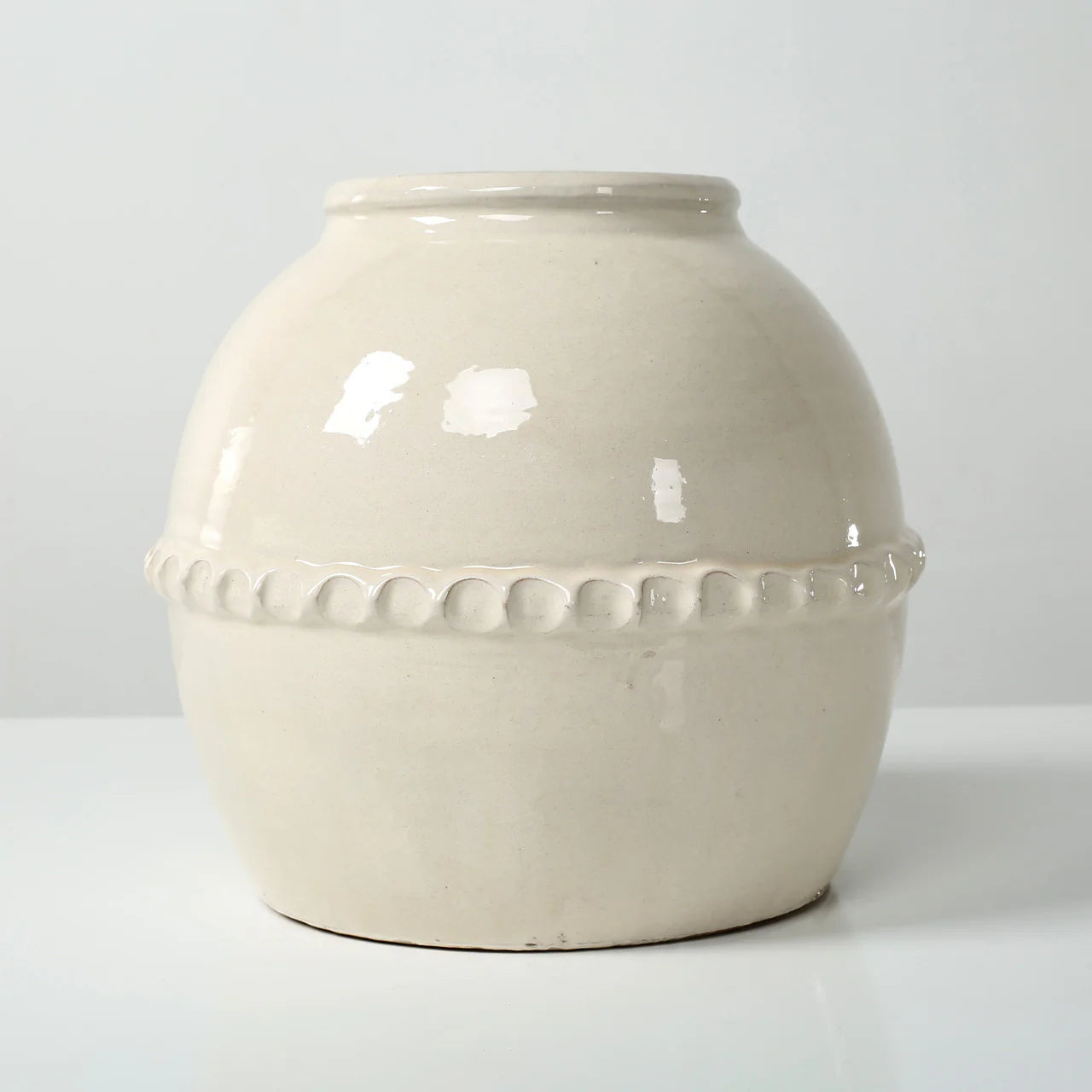 Ceramic Off White Decorative Pot | By Luxe B Co.