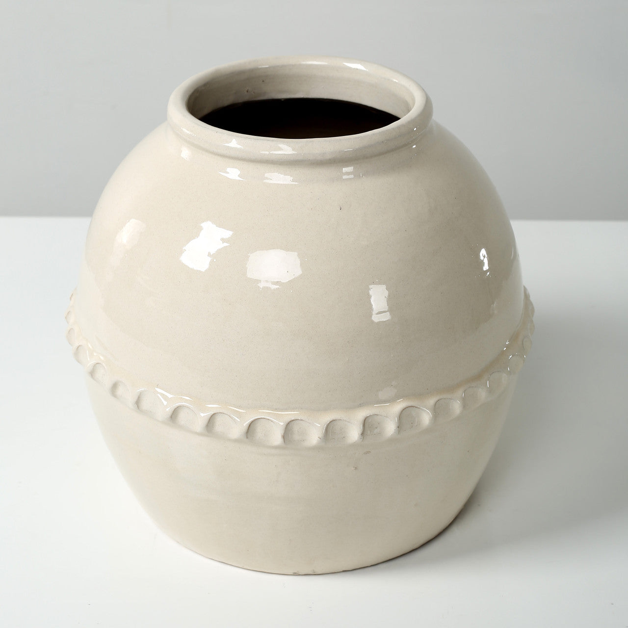 Ceramic Off White Decorative Pot | By Luxe B Co.