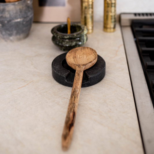 Charcoal Marble Round Spoon Rest | By Luxe B Co. 
