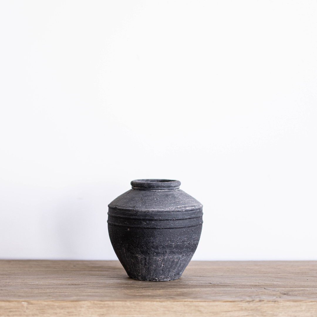 Charcoal Horizontal Lines Vase By Luxe B Co.