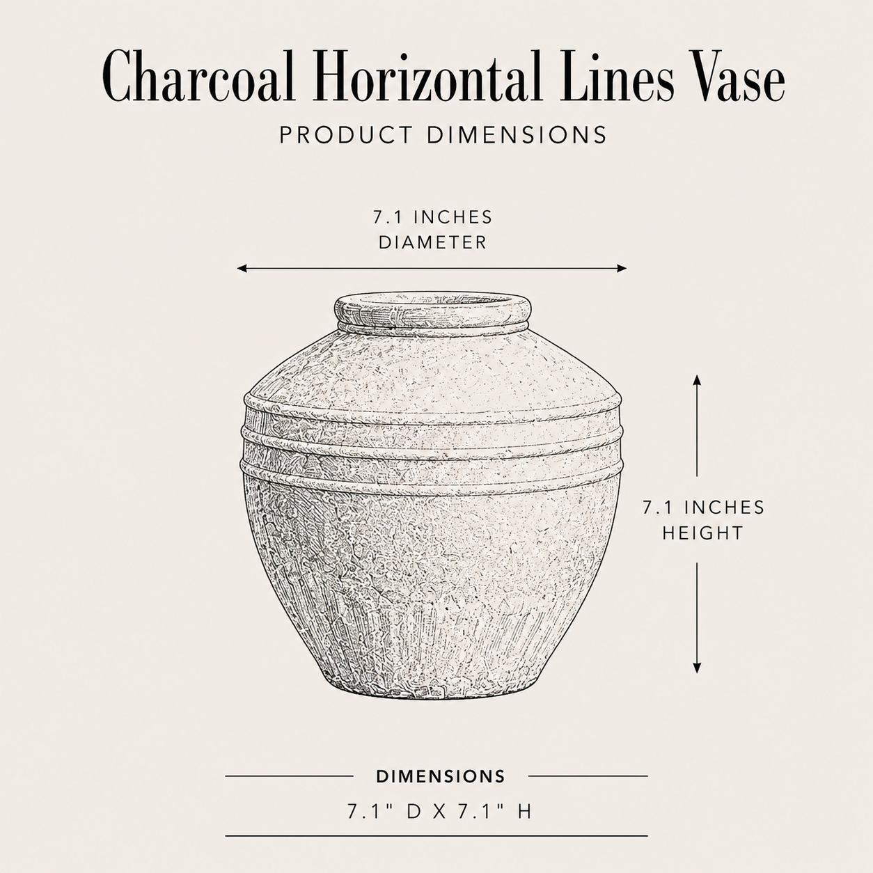 Charcoal Horizontal Lines Vase By Luxe B Co.
