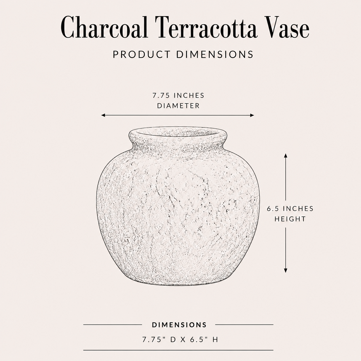Charcoal Terracotta Vase By Luxe B Co.