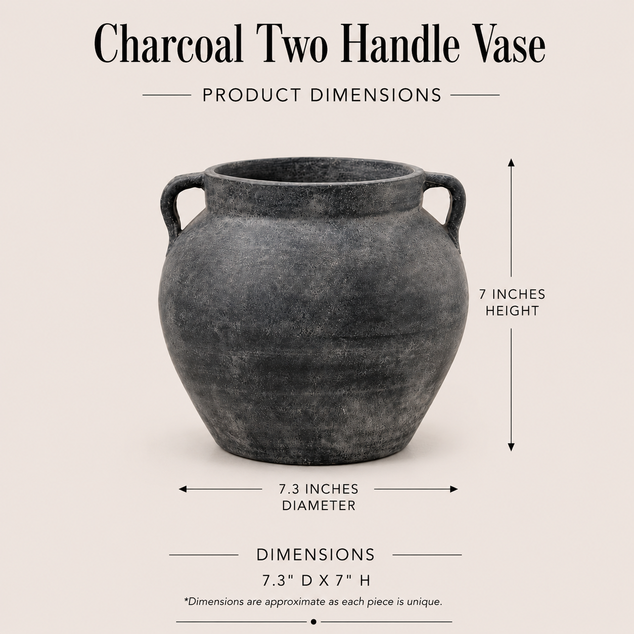 Charcoal Two Handle Vase By Luxe B Co. 