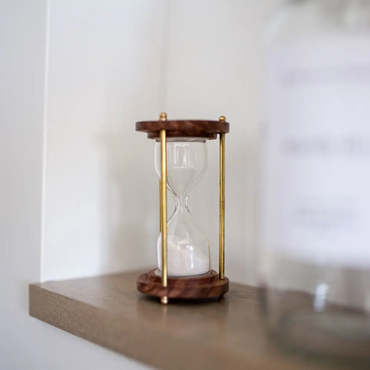 Brass & Solid Wood Antique Hourglass