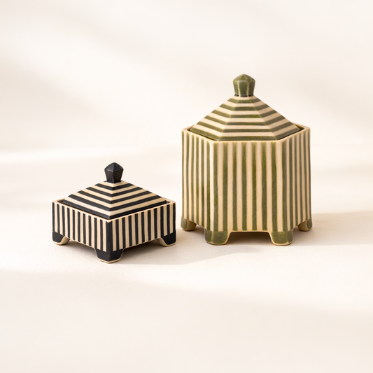Striped Decorative Ceramic Box - Luxe B Co