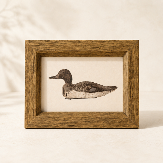 Wooden Duck Decoy Framed Antique Inspired Art