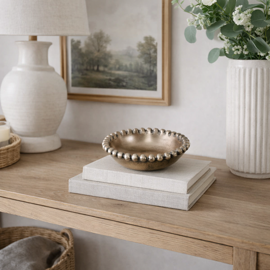 Bronze Aluminum Beaded Bowl