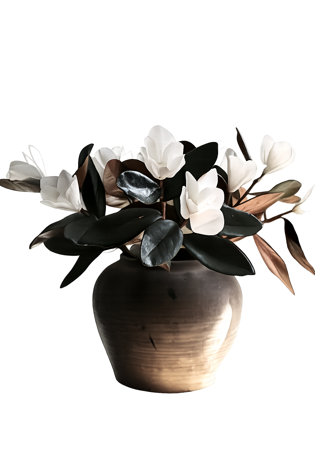 Luxe B Co Magnolia faux flowers with realistic green leaves, perfect for home decor or floral arrangements.