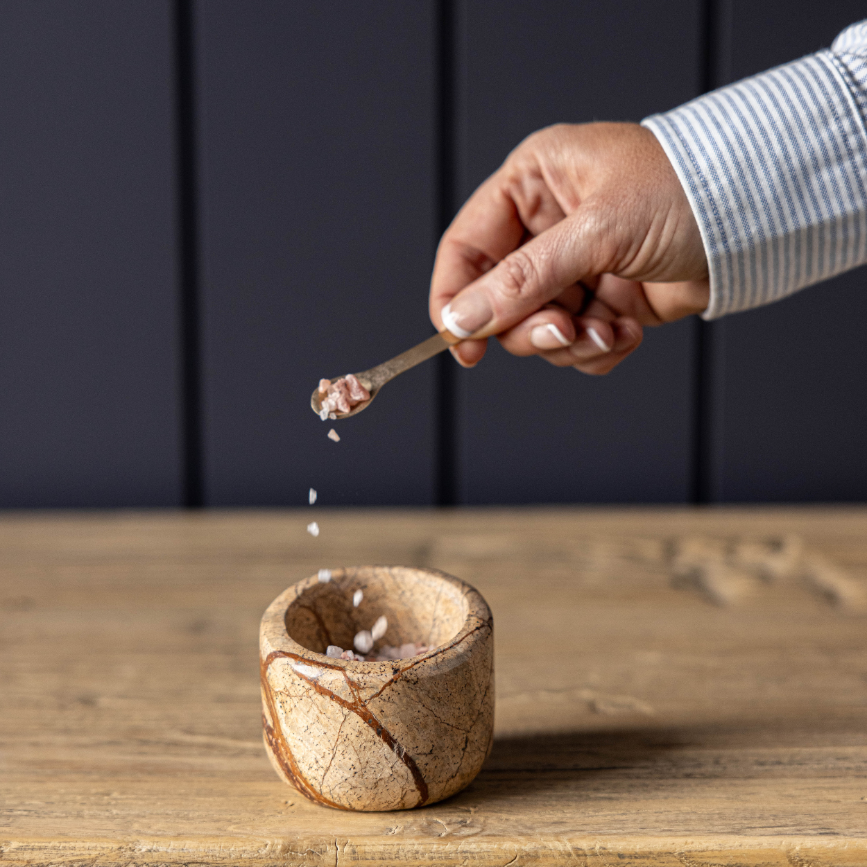 Chocolate Marble Salt Cellar With Spoon | By Luxe B Co. 