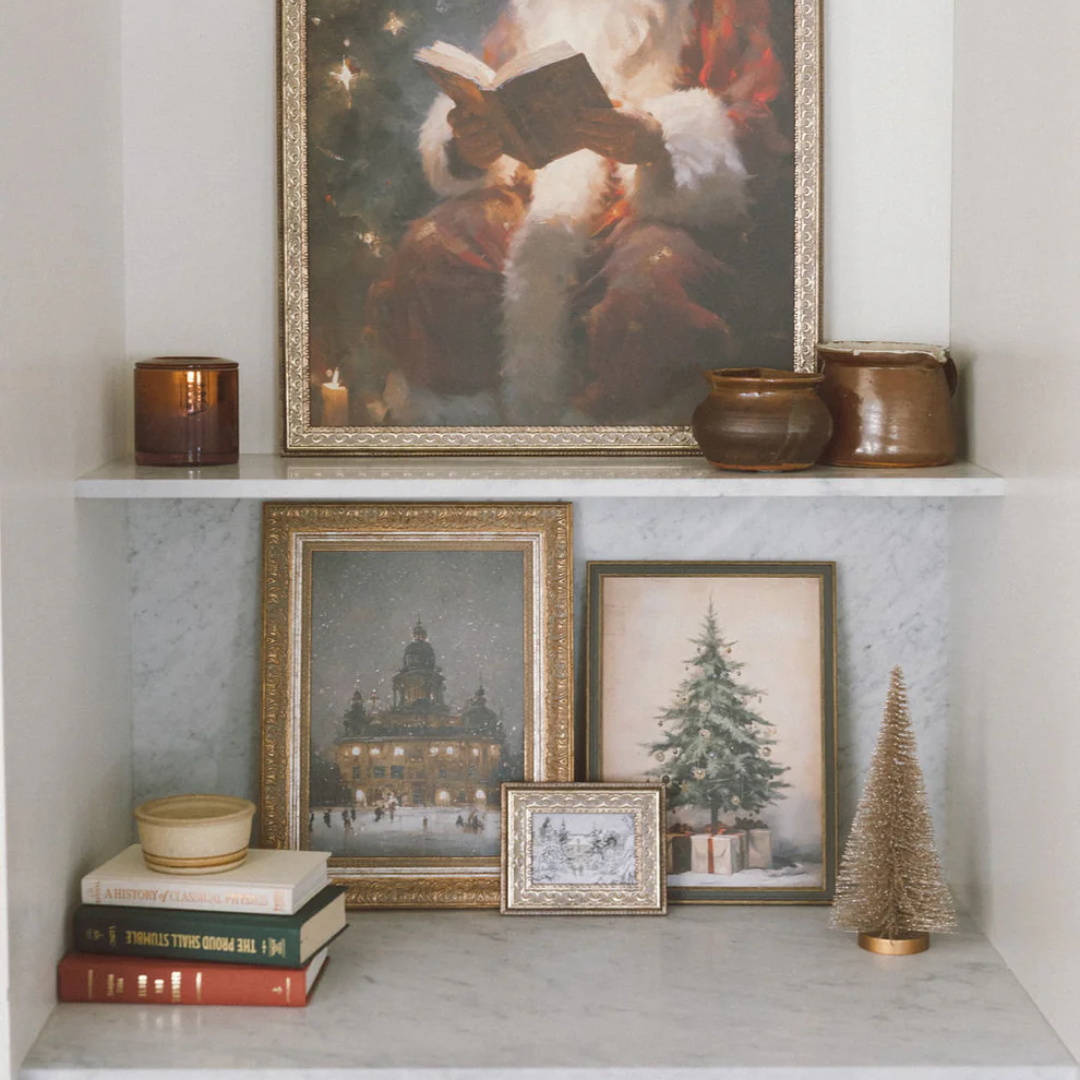 Christmas Tree With Presents Framed Antique Inspired Art | By Luxe B Co