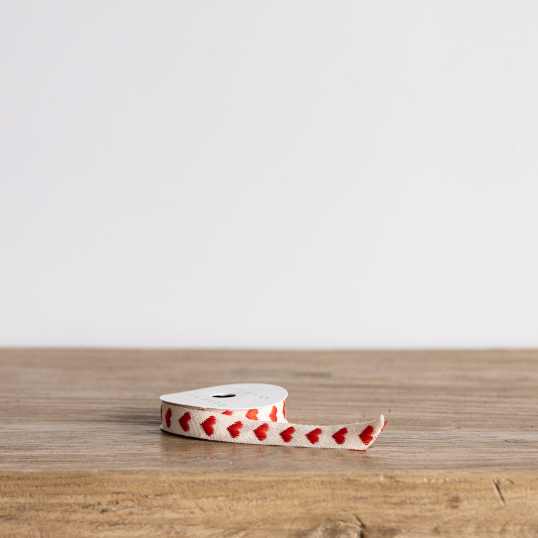Classic Red Hearts Woven Ribbon | By Luxe B Co. 