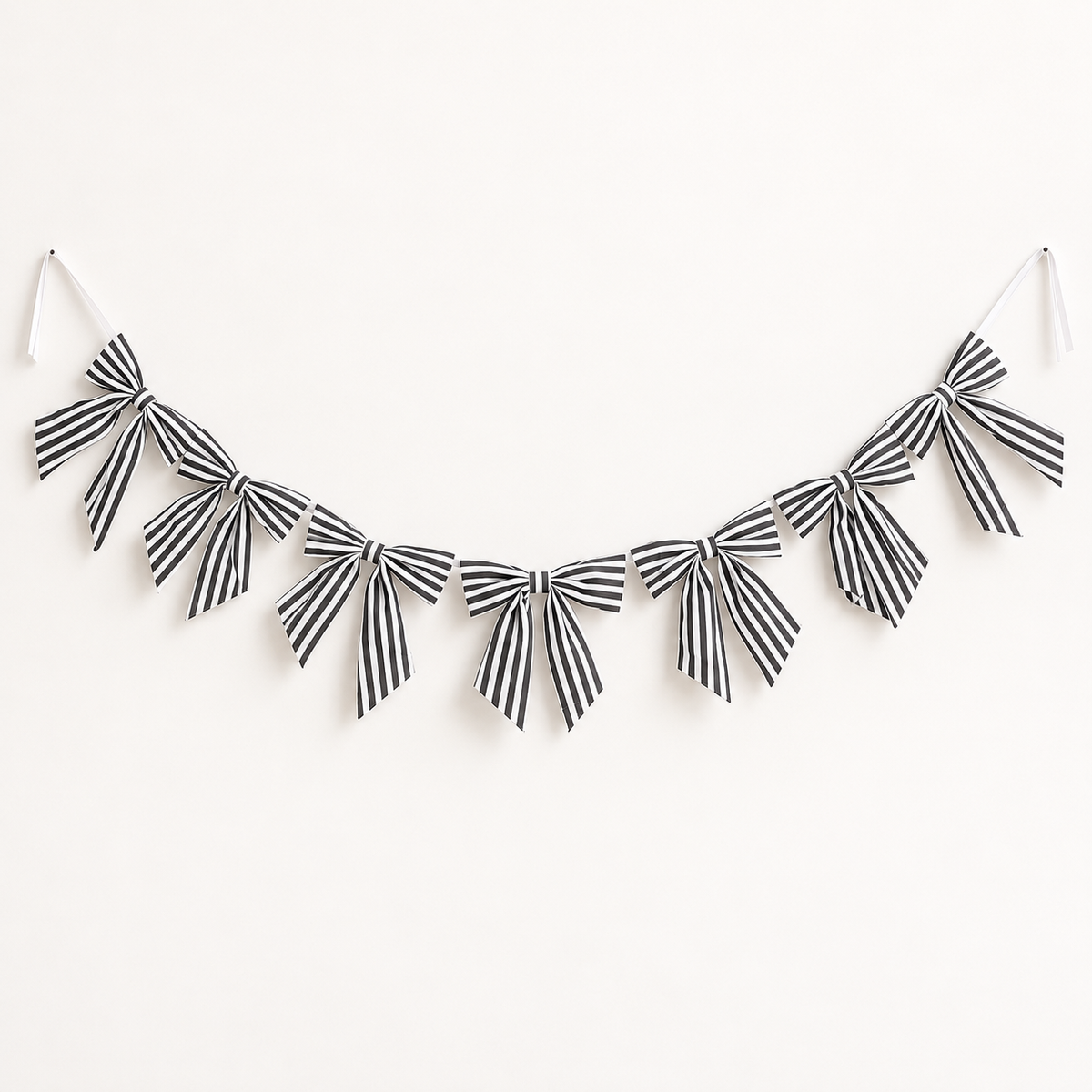 Classic Charcoal Stripes Fabric Bow Garland By Luxe B Co. 